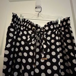 NWT Michael Kors black and white dot wide leg elastic pants.